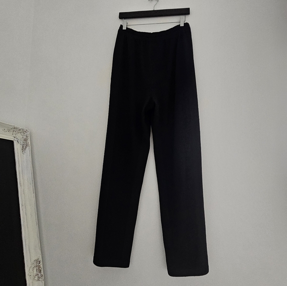 St.John Sport Knit Black Drawstring Santana Drawstring Wide Leg Pants - Picture 8 of 14